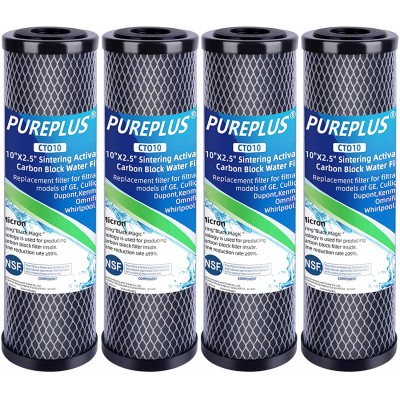 1 Micron 2.5" x 10" Whole House CTO Carbon Water Filter Cartridge Replacement for Countertop Water Filter System Dupont WFPFC8002 WFPFC9001 FXWTC SCWH-5 WHEF-WHWC WHCF-WHWC AMZN-SCWH-5 4Pack