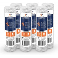 Aquaboon 5 Micron 10" x 2.5" String Wound Sediment Water Filter Cartridge | Universal Replacement for Any 10 inch RO Unit | Compatible with WP-5 AP110 CFS110 P5 WFPFC4002 WP-5 CW-MF 6-Pack