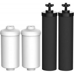 AQUACREST Water Filter Replacement for Black Filters BB9-2 & Fluoride Filters PF-2 Combo Pack and Gravity Filter System Includes 2 Black Filters and 2 Fluoride Filters