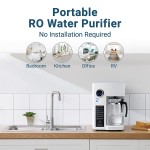 Bluevua RO100ROPOT Reverse Osmosis System Countertop Water Filter 4 Stage Purification Counter RO Filtration 2:1 Pure to Drain Purified Tap Water Portable Water Purifier for Home