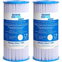 GOLDEN ICEPURE 5 Micron 10" x 4.5" Whole House Sediment Pleated Water Filter Compatible for DuPont WFHDC3001 GE FXHSC Culligan R50-BBSA R50-BB W50PEHD GXWH40L CP5-BBS 2-PACK