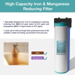 iSpring F3WGB32BM 4.5” x 20” 3-Stage Whole House Water Filter Set Replacement Pack with Sediment CTO Carbon Block and Iron & Manganese Reducing Cartridges Fits WGB32BM  White Pack of 1