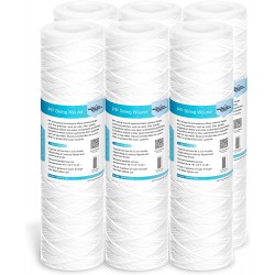 Membrane Solutions 5 Micron 10"x2.5" String Wound Whole House Water Filter Replacement Cartridge Universal Sediment Filters for Well Water 6 Pack