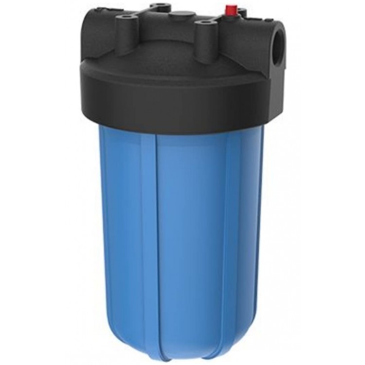 Pentair Pentek 150237 Big Blue Filter Housing 1" NPT #10 Whole House Heavy Duty Water Filter Housing with High-Flow Polypropylene HFPP Cap and Pressure Relief Button 10-Inch Black Blue
