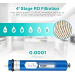 SimPure 5 Stage Reverse Osmosis Replacement Filter Set with 75 GPD RO Membrane 5pc Pre & Post Replacement Cartridge Pack Kit for Standard 5-Stage Reverse Osmosis RO Systems