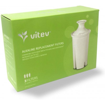 Vitev Alkaline Water Replacement Filter Fits Brita Pitcher 3-pack