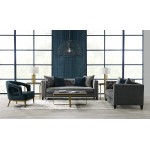 Acanva Luxury Tuxedo Velvet Tufted Track Arm Living Room Sofa 85”W Couch Grey