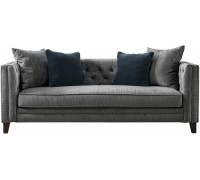 Acanva Luxury Tuxedo Velvet Tufted Track Arm Living Room Sofa 85”W Couch Grey