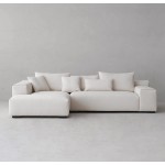 Acanva Modern L-Shaped Sectional Sofa Left Hand Facing Chaise 3 Seat Upholstered Couch with Solid Wood Legs for Living Room Bedroom and Lounge White
