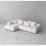 Acanva Modern L-Shaped Sectional Sofa Left Hand Facing Chaise 3 Seat Upholstered Couch with Solid Wood Legs for Living Room Bedroom and Lounge White
