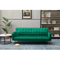 Boncrea 68" Velert Futon Sofa Couch Bed for Living Room Green