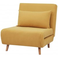 GIA Tri-Fold Convertible Polyester Sofa Bed Chair with Removable Pillow and Legs Yellow