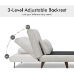 Giantex Sofa Bed Convertible Sleeper Adjustable Recliner Chair 3 in 1 Multi-Function 3-Position Backrest Guest Bed Sofa Couch with Waist Pillow Easy Assembly Light Gray