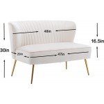 hegmentine Modern Sofa Couch,Velvet 2-Seater Sofa with Durable Metal Legs and Comfort Back Cushion for Compact Living Room or Apartment,Living Room BedroomWhite