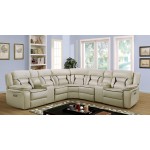 Lexicon Norlina 7-Piece Power Reclining Sectional Sofa with Cup Holder Console and USB Port 119" x 119" Beige