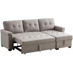 Lilola Home Lucca Light Gray Linen Reversible Sleeper Sectional Sofa with Storage Chaise