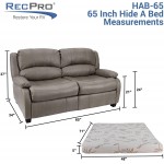 RecPro 65" RV Hide A Bed Loveseat | RV Sleeper Sofa | Cloth | Memory Foam Mattress | Pull Out Couch | RV Furniture | RV Loveseat | RV Living Room Furniture | RV Couch Oatmeal