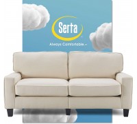 Serta Palisades Upholstered Sofas for Living Room Modern Design Couch Straight Arms Soft Fabric Upholstery Tool-Free Assembly 73" Sofa Buttercream