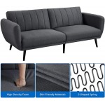 Yaheetech Ergonomic Sofa Bed Foldable Convertible Sleeper Bed Couches Versatile Sofa with Sturdy Wooden Legs Ribbed-Tufted Convertible Sofa Bed Gray