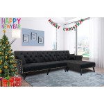 Zushule Convertible Sectional Couch with Chaise Lounge for Living Room Comfy Velvet Fabric L-Shaped Reversible Reclining Sofa with 3 Seats and Pillows for Small Apartment and Spaces Black