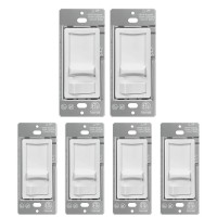 6 Pack UNIELE Dimmer Light Switch Single-Pole or 3 Way for 200W Dimmable LED CFL Lights and 600W Incandescent Halogen LED Slide Dimmer Light Switch 15A 120V 60Hz ETL Listed White