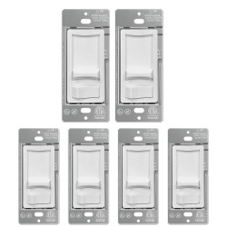6 Pack UNIELE Dimmer Light Switch Single-Pole or 3 Way for 200W Dimmable LED CFL Lights and 600W Incandescent Halogen LED Slide Dimmer Light Switch 15A 120V 60Hz ETL Listed White