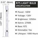 R7S Halogen Bulbs 78mm T3 100W 120V Dimmable J-Type Linear Warm White Double Ended R7S Bulbs for Security and Work Lights Floodlight Floor Lamps Landscape Lights Ceiling Lights 5 Pack