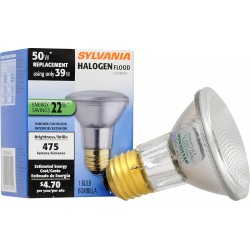 SYLVANIA Capsylite Halogen Dimmable Lamp PAR20 Flood Light Reflector 50W replacement Medium base E26 39 Watt 2850 K – warm white