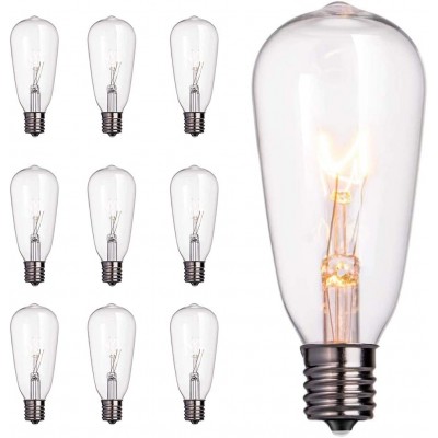 10 Pack Replacement Bulbs for Outdoor String Lights ST40 Clear Edison Light Bulbs 7W E17 Intermediate Screw Base Vintage Light Bulbs for Indoor Outdoor Christmas Patio Backyard Decor Warm White