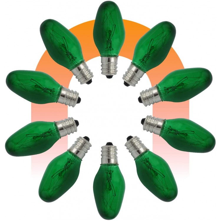 120V 15W Green Night Light Bulb for Scentsy Warmer Nightlight by Lumenivo – 15 Watt Wax Melter Light Bulbs – C7 Bulbs Green Christmas Bulbs Christmas Light Replacement Bulbs Colored – 10 Bulbs