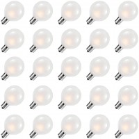 25 Pack Outdoor Patio Frosted Light Bulbs G40 Globe Frosted String Lights Replacement Bulbs E12 C7 Candelabra Base UL Listed Night Incandescent Light Bulbs for Indoor Outdoor Decorative 5W