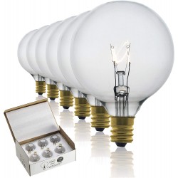 25 Watt Wax Warmer Bulbs for Full Size Scentsy Warmer & Scentsy Burner Replacement Light Bulbs. Incandescent E12 Socket w Candelabra Clear G16.5 G50 Pack of 6