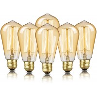 6-Pack Edison Bulb DecorStar Edison Light Bulbs Antique Vintage Squirrel Cage Filament Bulb 60W 2200K Amber Warm 230 Lumens 110V E26 ST58 Dimmable Lamp for Home Light Fixtures and Decorative