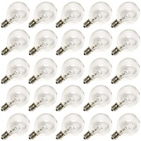 G40 Replacement Light Bulbs 5W Globe Bulbs fits E12 C7 Candelabra Screw Base 1.5 Inch Clear Small Light Bulbs for Indoor Outdoor String Light Bulbs Decor Pack of 25