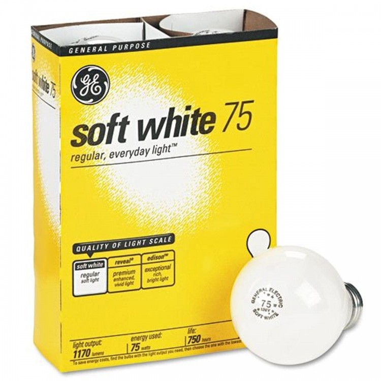 GE 41032 Incandescent Globe Soft White Bulbs 75 Watts 4 Pack