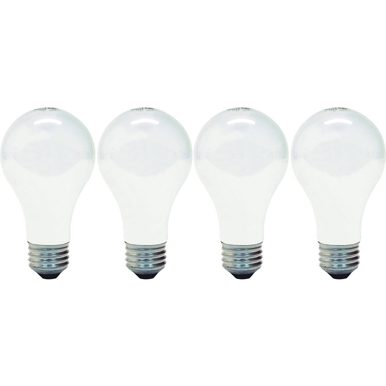 GE A19 Halogen Light Bulb General Purpose 43-Watt Dimmable Soft White Finish Medium Base 4-Pack