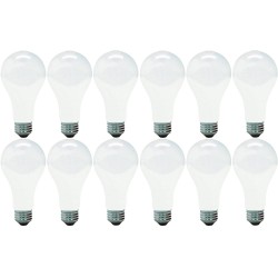 GE A21 Incandescent Light Bulb General Purpose Soft White Finish 200-Watt Medium Base 12-Pack