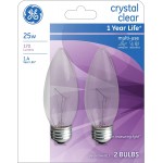 GE B13 Incandescent Chandelier Light Bulb 25-Watt Crystal Clear Finish Decorative Medium Base 8-Pack