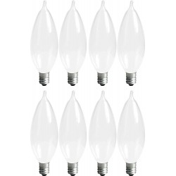 GE Chandelier Light Bulb Bent Tip 25-Watt Soft White Finish E12 Candelabra Base 8-Pack