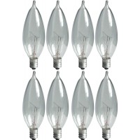 GE Crystal Clear Bent Tip Decorative Light Bulb 40 Watts Candelabra Base 8-Pack