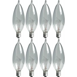 GE Crystal Clear Bent Tip Decorative Light Bulb 40 Watts Candelabra Base 8-Pack