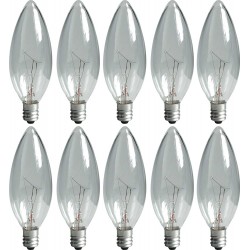 GE Crystal Clear Blunt Tip Decorative Light Bulb 15 Watts Candelabra Base 10-Pack