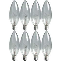 GE Lighting Crystal Clear Chandelier Light Bulbs Blunt Tip Decorative 60-Watt 540 Lumen E12 Candelabra Base 8-Pack