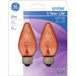 GE Lighting G E Lighting 75339 Amber Flame Shaped Bulb 25W 2-Pack F15 2