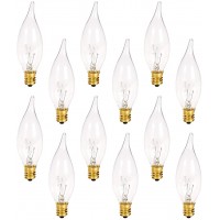 Holiday Joy Crystal Clear Bent Tip Candelabra Replacement Bulbs Great for Electric Window Candle Lamps 7W 120 Volts E12-12 Pack