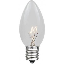 Novelty Lights 25 Pack C9 Outdoor Christmas Replacement Bulbs Clear E17 C9 Intermediate Base 7 Watt…