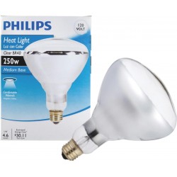 Phillips 416743 Heat Lamp 250-Watt BR40 Clear Flood Light Bulb 4 Pack