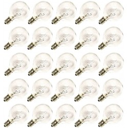 Romasaty G40 Replacement Bulbs,Globe Clear Screw Base Replacement Outdoor Light Bulbs,UL Listed for Indoor Outdoor,1.5-Inch,5Watts 110V E12 Base,25 Pack