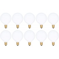 Simba Lighting Small Globe G16.5 Round Bulb 25W E12 Candelabra Base 10 Pack for Chandelier Ceiling Fan Decorative Vanity Lights Sconce Scentsy Wax Warmer Frosted Glass 120V 2700K Warm White