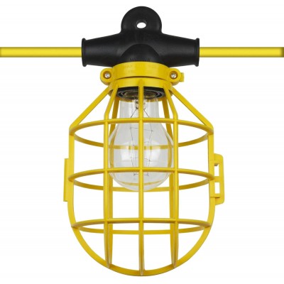 Sunlite 04223 Commercial-Grade Cage Light String 50-Feet 5 Medium Base Sockets E26 Indoor Outdoor Construction Lighting ETL Listed Yellow 50"